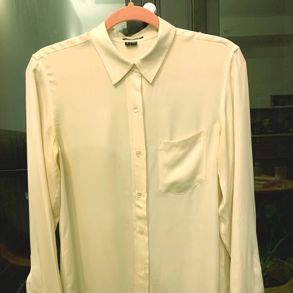 Theory silk blouse with pocket